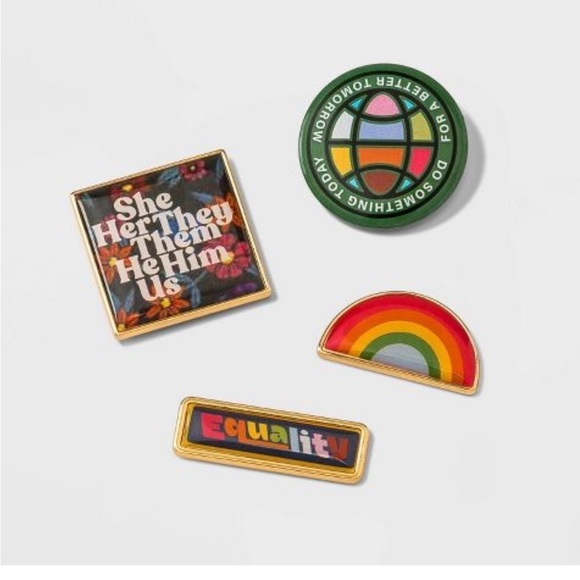 Target Jewelry Pride Lgbtq Be Kind 4 Piece Pin Set New Rainbow Equality Pronouns Pins Set
